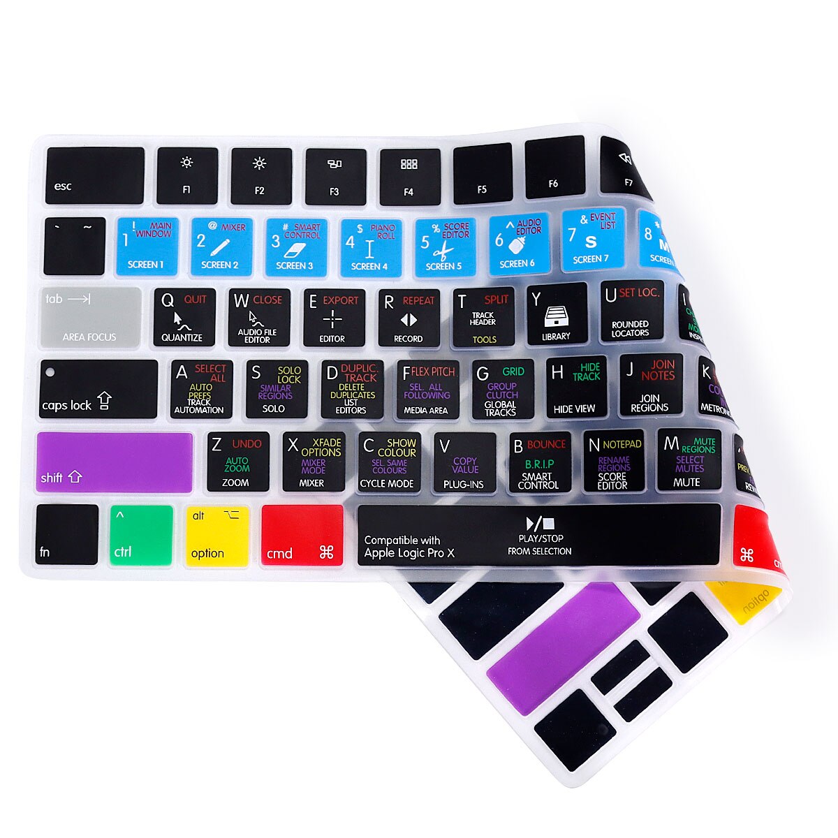 HRH Logic Pro X Functional Shortcut Durable Keyboard Cover Silicone Keypad Skin Protective Film For Apple Magic MLA22B/A English