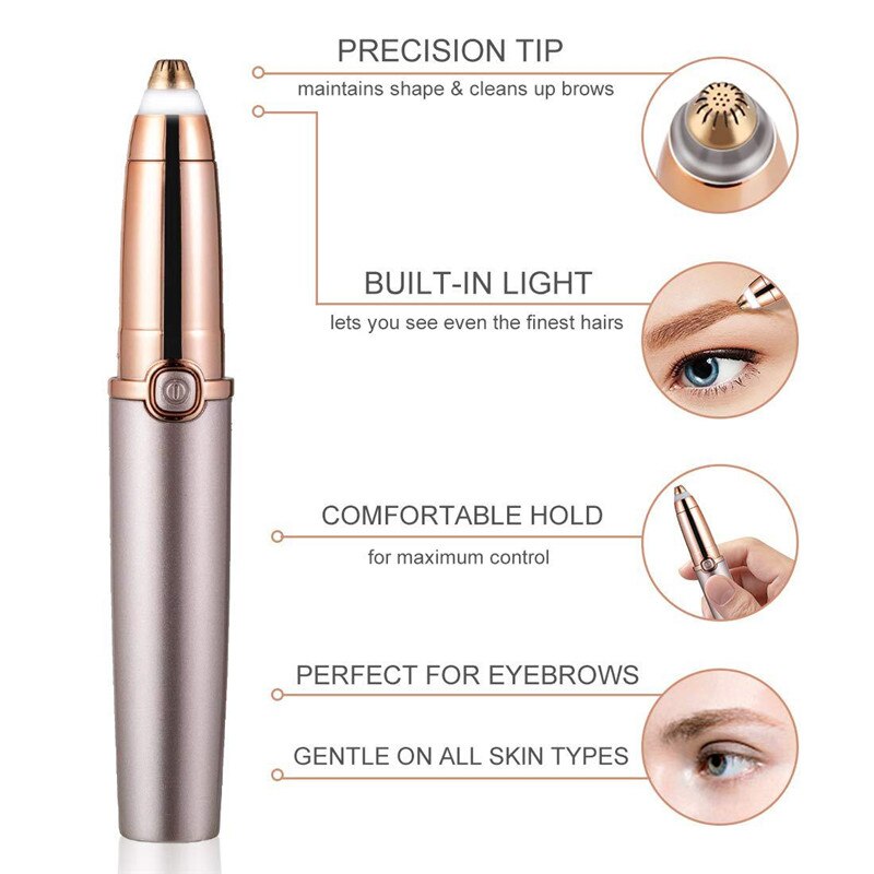 USB Rechargable Protable Mini Electric Eyebrow Trimmer Lip Face Facial Hair Razor Epilator Pen Hair Remover Eyebrow Shaver