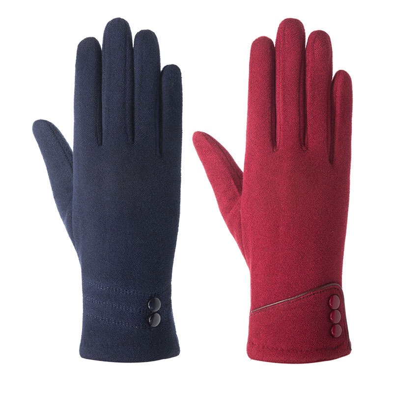 Guantes de Cachemira de algodón para mujer, manoplas cálidas de felpa interior para deportes, Fitness, pantalla táctil, para ciclismo, de dedo completo, C54, Otoño e Invierno