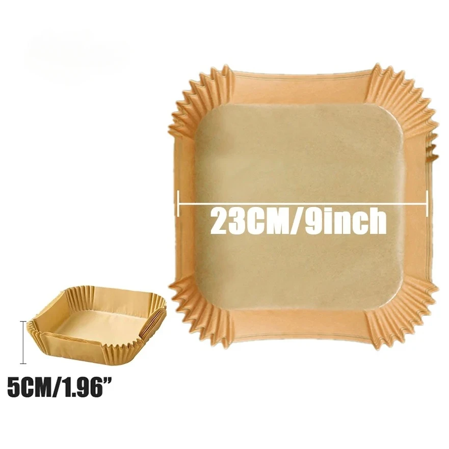 Plateau d'ustensiles de cuisson en papier jetable pour friteuse à Air, tapis antiadhésif, revêtement résistant à l'huile, tampon de Barbecue pour four de cuisine, 50/100 pièces: Option13 / BLEU CIEL