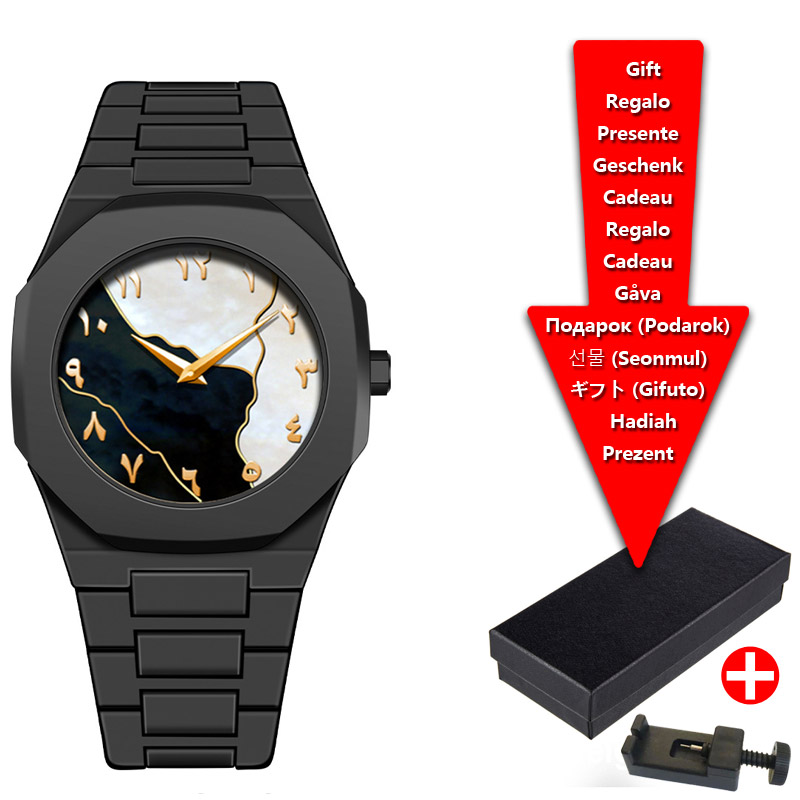 Reloj Digital árabe clásico Simple de Oriente Medio, reloj de cuarzo resistente al agua para hombre, reloj de negocios resistente al agua de plástico negro para PC: Rosa