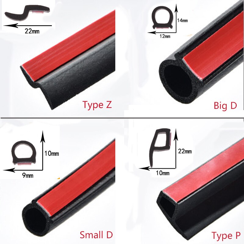 2 Meters Shape B P Z Big D Car Door Seal Strip for Mitsubishi ASX Outlander Lancer EX Pajero