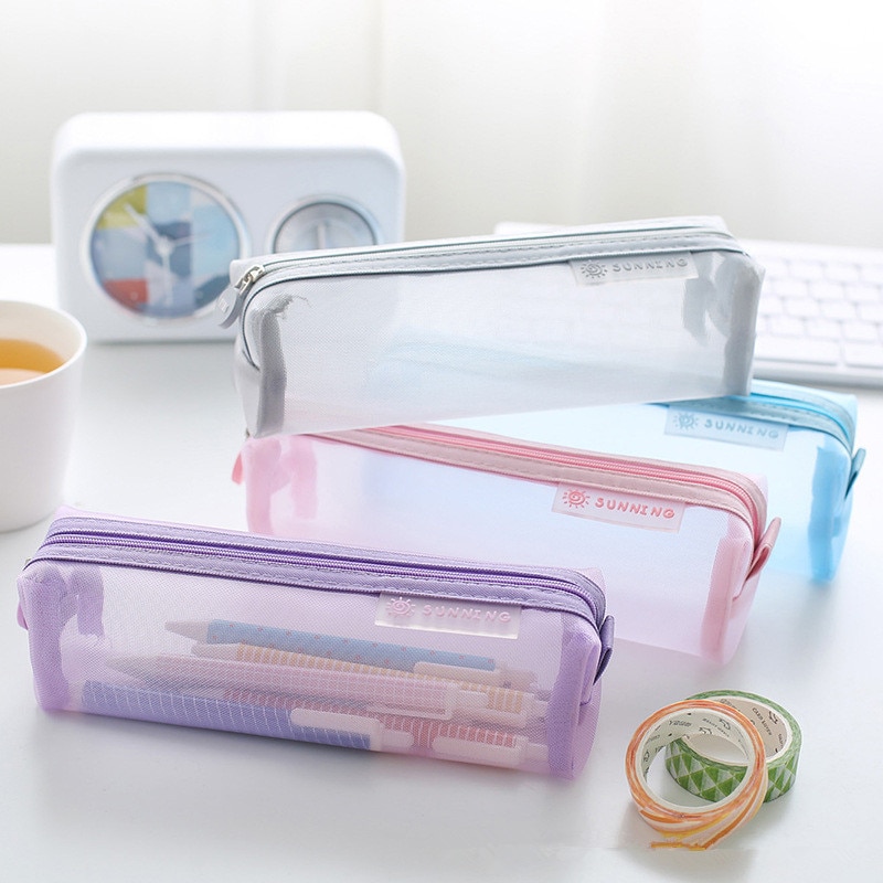 grid pencil case Transparent estuche escolar Kawaii school supplies estojo escola kalem kutusu material escolar pencilcase