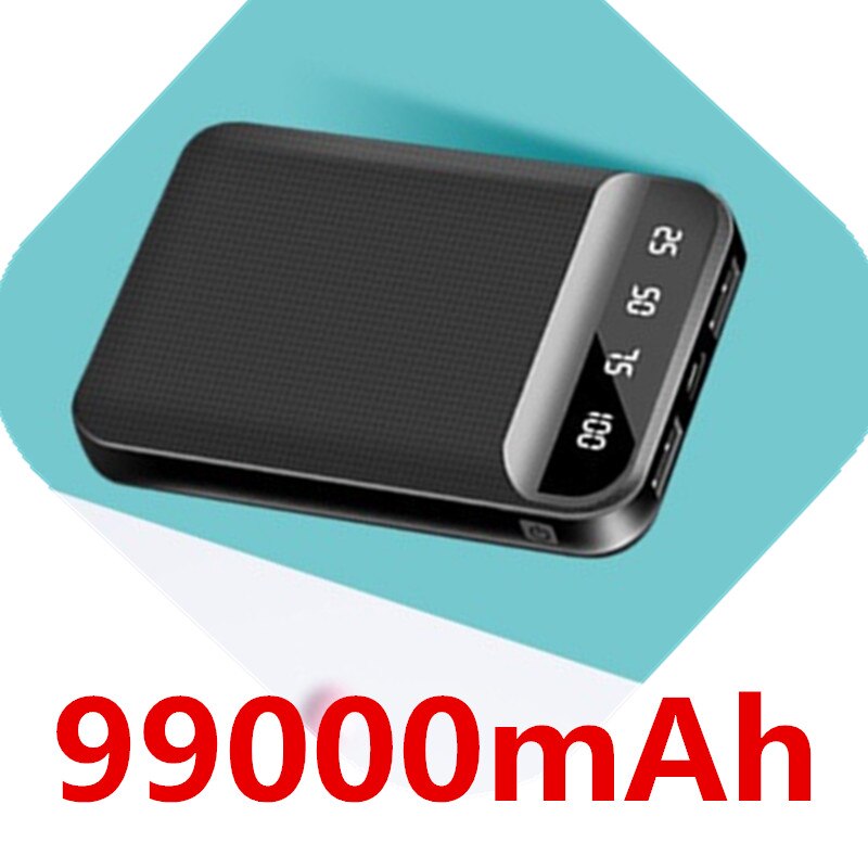 Mini Power Bank 99000Mah Snel Opladen Power Bank 99000Mah Draagbare Externe Batterij Oplader Voor Iphone Xiaomi: black-99000mAh