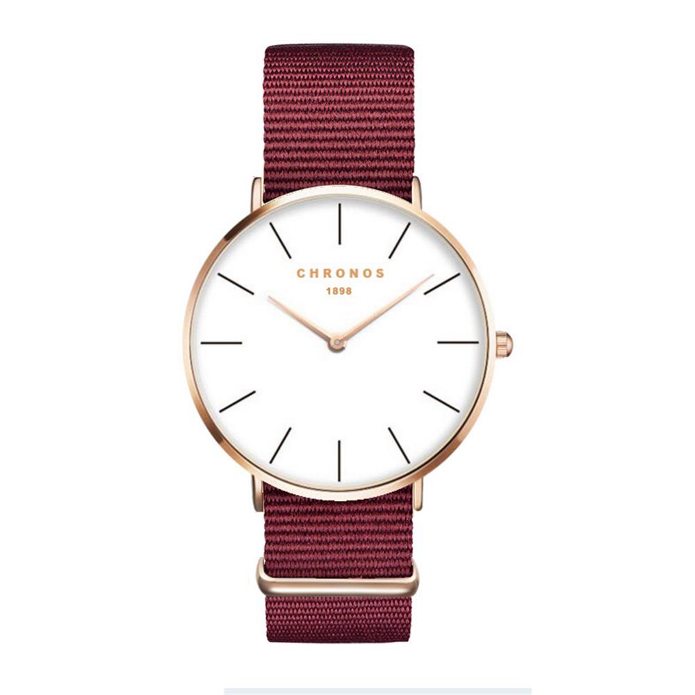 CHRONOS 1898 Lässig Nylon Uhren Damen Männlichen Minimalistischen Dünne Armbanduhren Paar Liebhaber Uhr Relogio Masculino CH02: CH0254