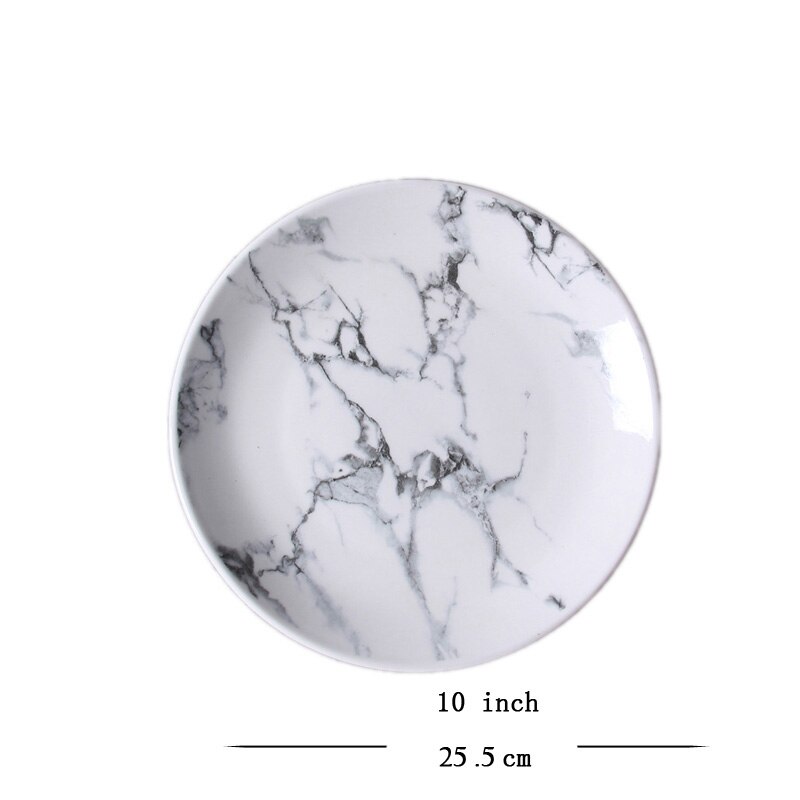 Kwartel 10 Inches Diner Plaat, Keramische Schalen en Borden Sets, Marmer Mok/Plaat, keramische Marmer Servies, Lepel, Kom, Koffie Set: 10 inch plate