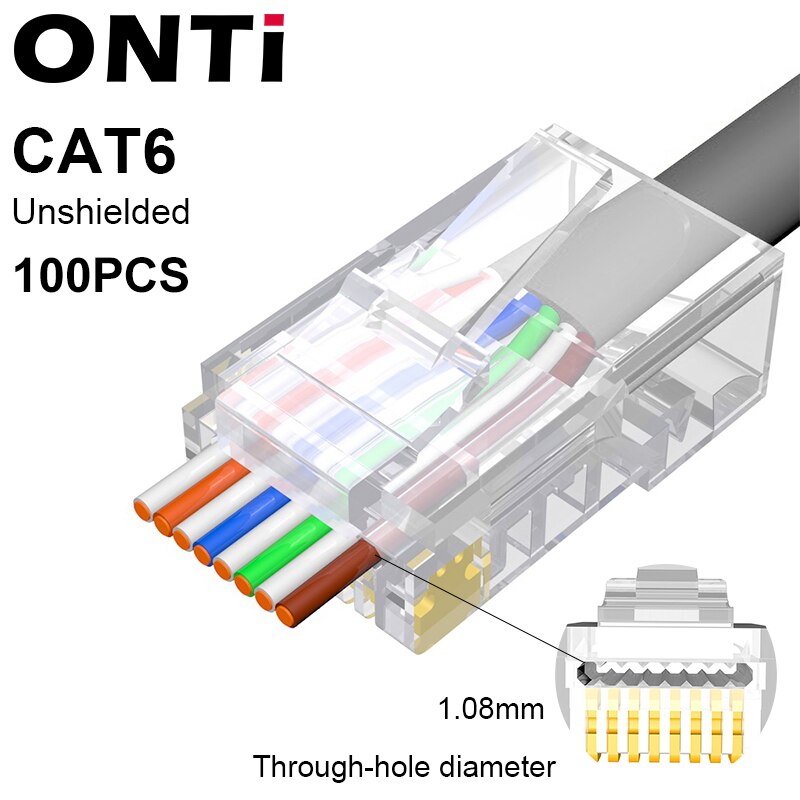 Connecteur ONTi RJ45 Cat7/6/6A/5E, outil de sertissage RJ45 passant à sertir avec lame de rechange dénudeur de câble Ethernet: Gris foncé