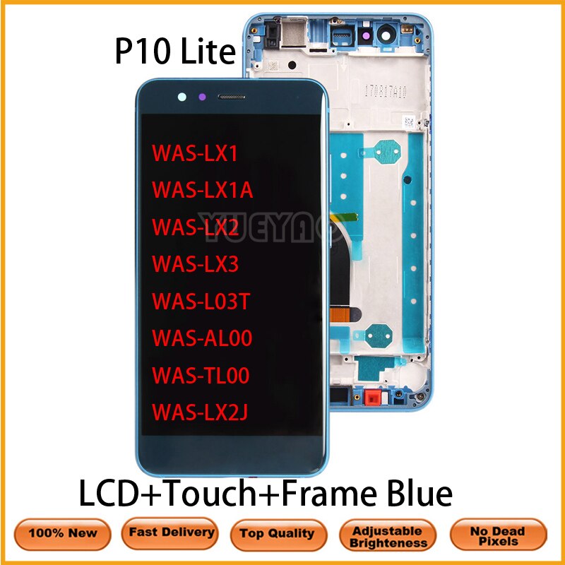 Pantalla LCD de 5,2 pulgadas con marco para Huawei P10 Lite, pantalla Lcd, digitalizador táctil, conjunto de pantalla LCD y Marco: LCD WithFrame  Blue