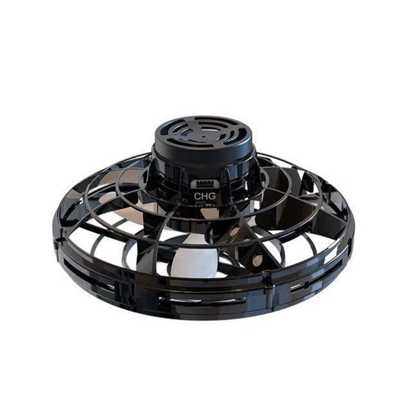 Flynova Flying Spinner 360 ° rotatorio USB carga disco volador operado a mano Drone con luces LED brillantes para juguete para niños y adultos: Black