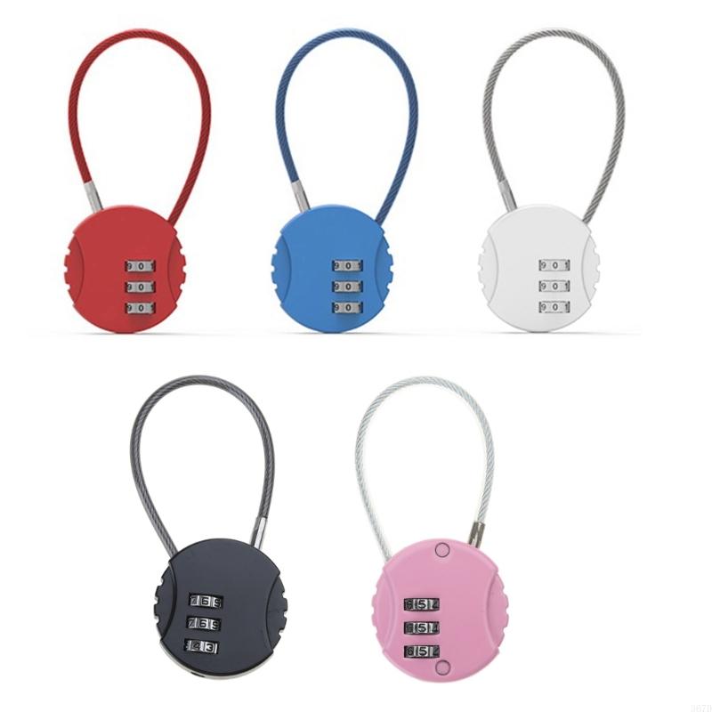 920L Small Travel Luggage Lock 3 Digit Combination Padlock Small Wire Rope Password Lock for Backpacks Gym School Lockers