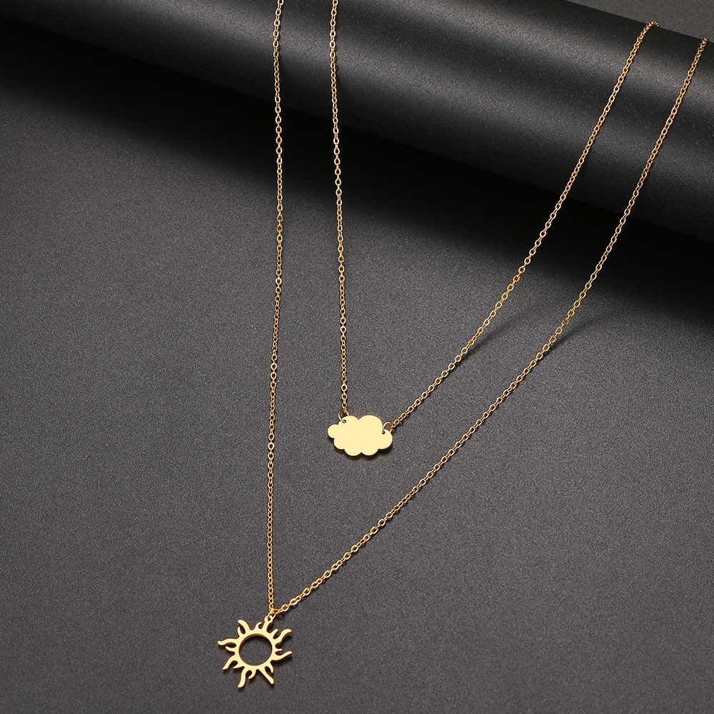 2023 Rvs Zon Totem Cloud Gelaagde Modellen Ketting Voor Vrouwen Modieuze Exquisite Hanger Ketting Party Vriend Sieraden