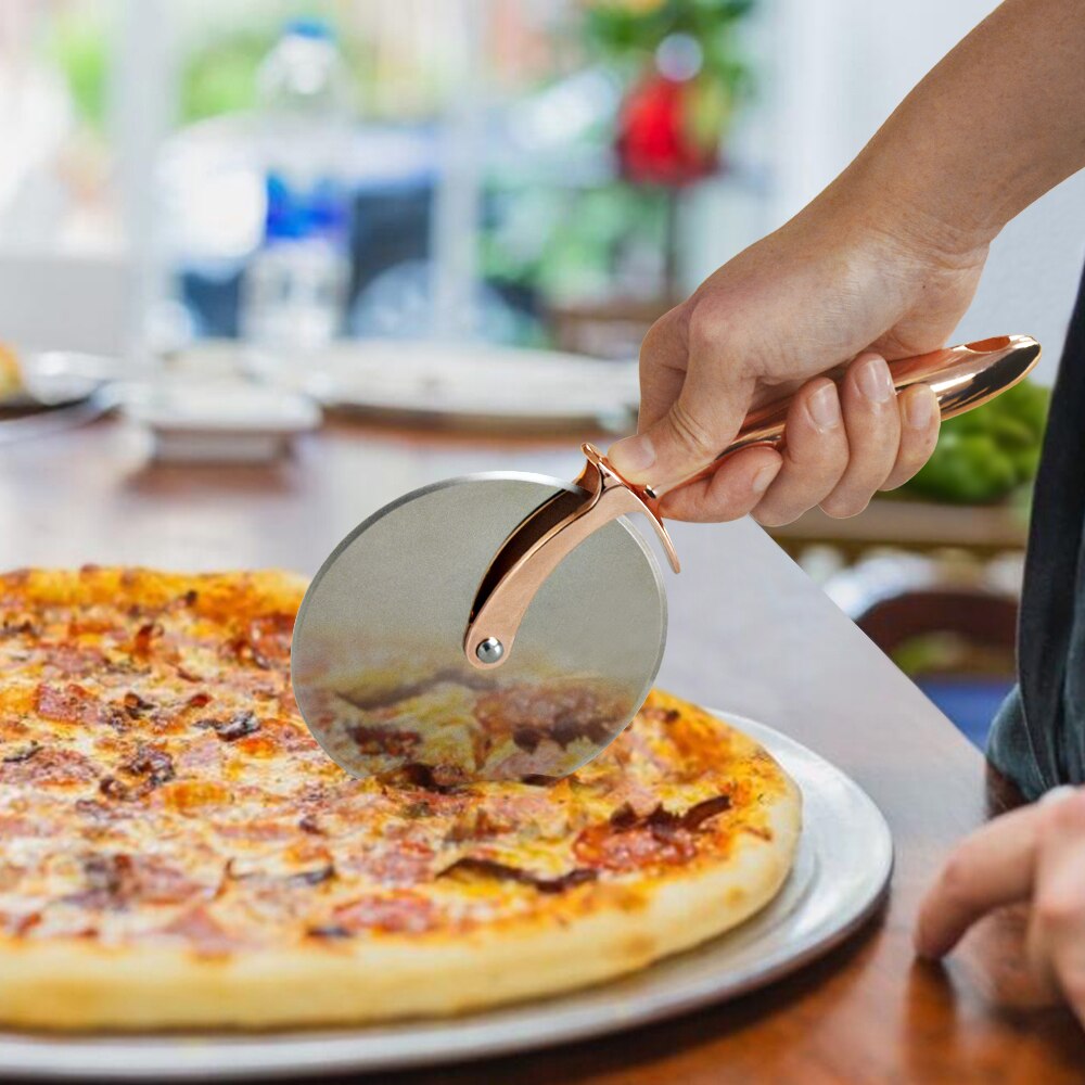 Ehz Pizza Cutter Wiel Food Grade Rvs Cutter Wiel Glad Roterende Sharp Blade Professionele Pizza Cutter Rose Gold