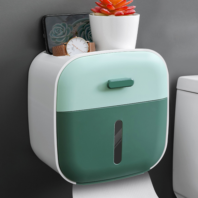 Wc Tissue Box Toiletrolhouder Opbergdoos Rack Rree Perforatie Creatieve Pompen Box Waterdichte Badkamer Accessoires: Green