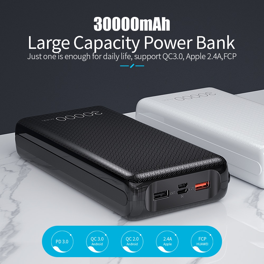 Essager 30000 mAh Energie Bank schnell aufladen 3,0 PD USBC 30000 mAh Energie Tragbare Externe Batterie Ladegerät Für iPhone Xiaomi mi