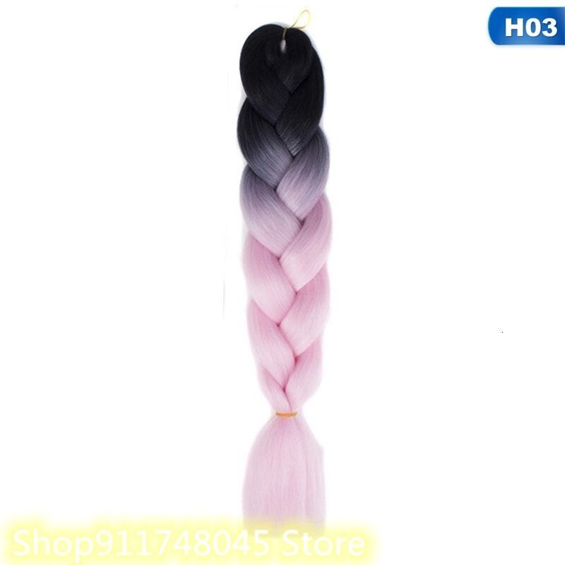 FASH 60cm Braiding Synthetic Jumbo Box Braids Black Gray Purple Blue Green Blonde Brown Crochet Hair Extensions