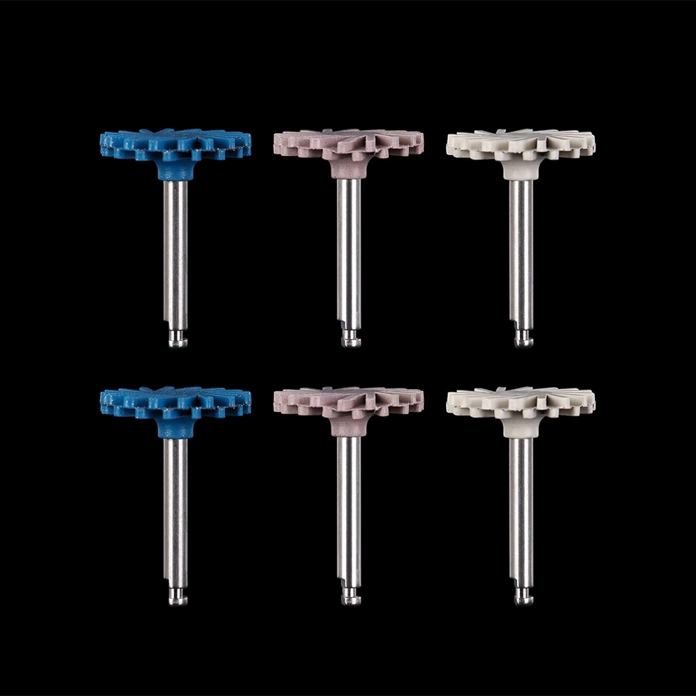 6 Stks/set Tandheelkundige Composiet Hars Polijsten Disc Kit Spiraal Flex Borstel Burs Diamond Systeem Ra Disc 14Mm Wiel