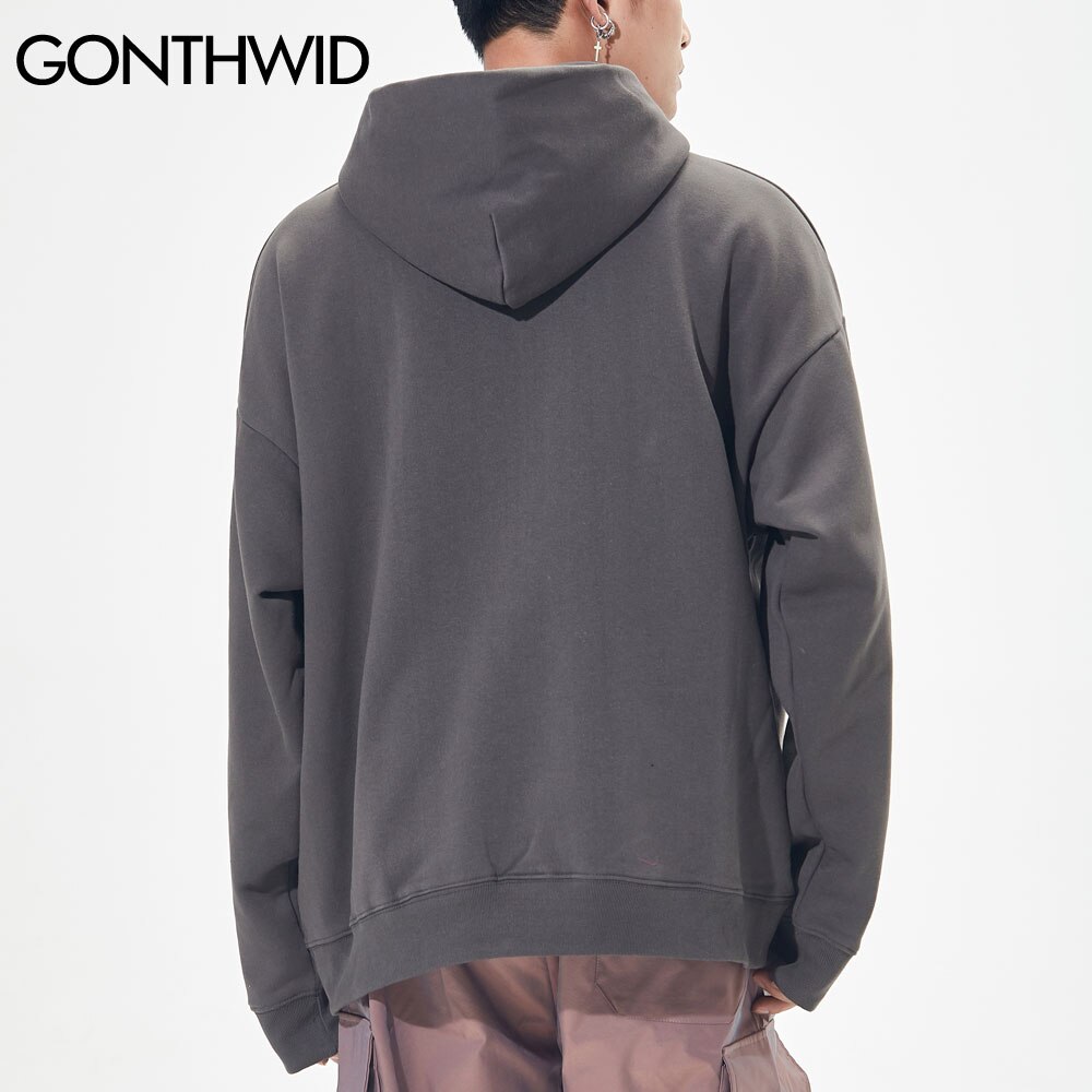 GONTHWID Graffiti Wings Angel Print Fleece Hoodies Sweatshirts Streetwear Hip Hop Casual Loose Hooded Tops Mens Outwear