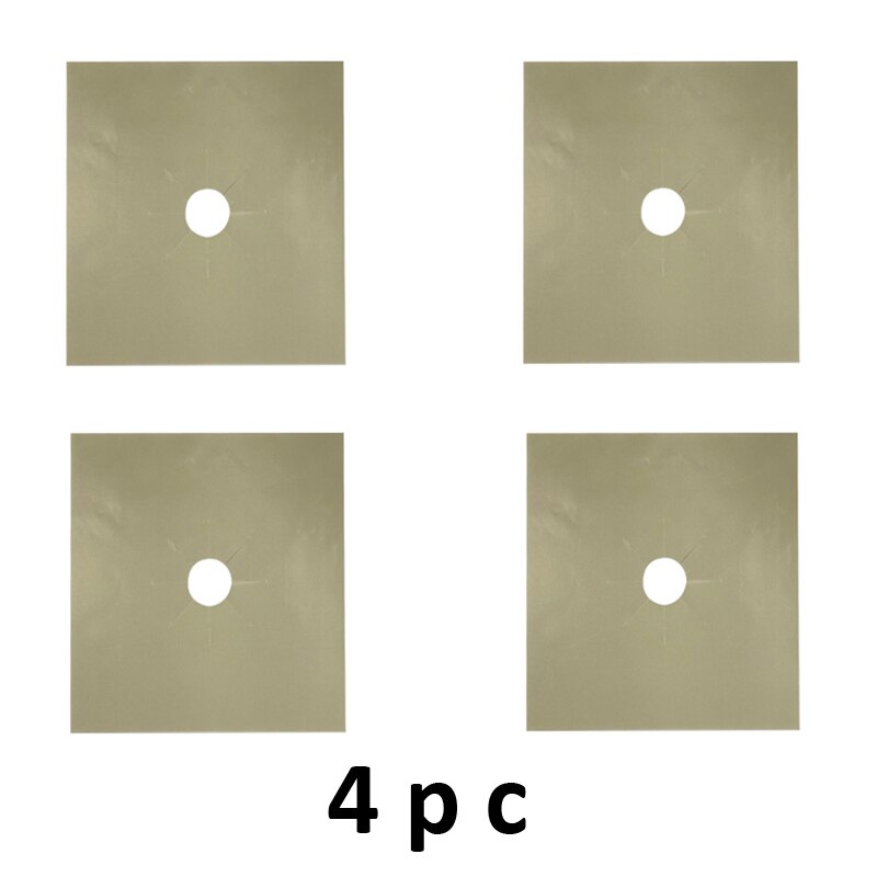 Non-Stick Reusable Self Adhesive Foil Cleaning Mat Set Stove Protector Cover Mat Cooker Cover Burner Protector Kitchen Tools: Beige 4pc
