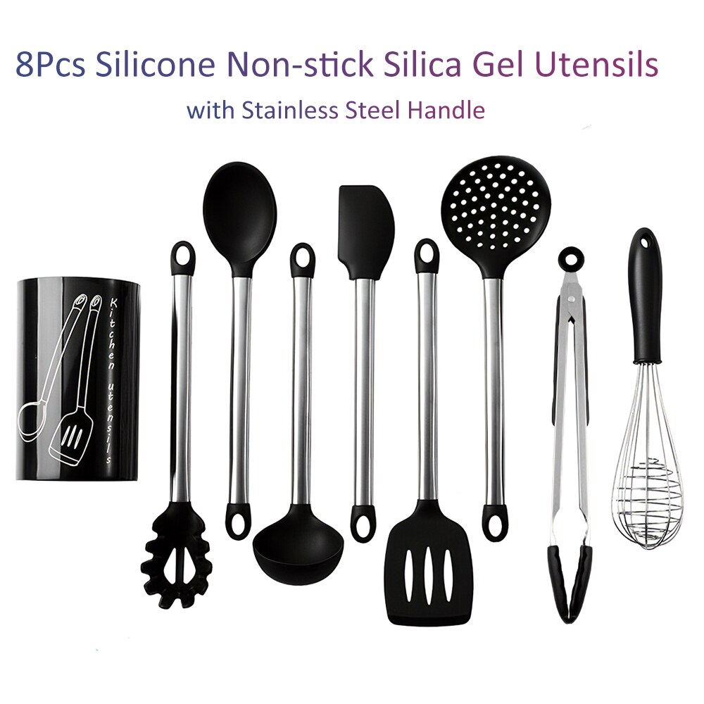 Ensemble d'outils de cuisine | Ustensiles de cuisine, ustensiles de cuisine, ustensiles de cuisine, ustensiles de cuisine inclus ustensiles de cuisine antiadhésifs, serveur de Spaghetti, louche à soupe, tourneur à fente, seau de rangement de fouet