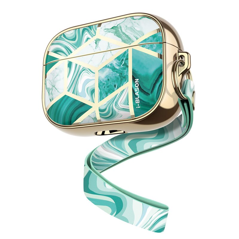 Funda i-blason Cosmo diseñada para Airpods Pro, funda protectora de mármol de 360 grados, funda compatible con Apple AirPods Pro ): Marble Green