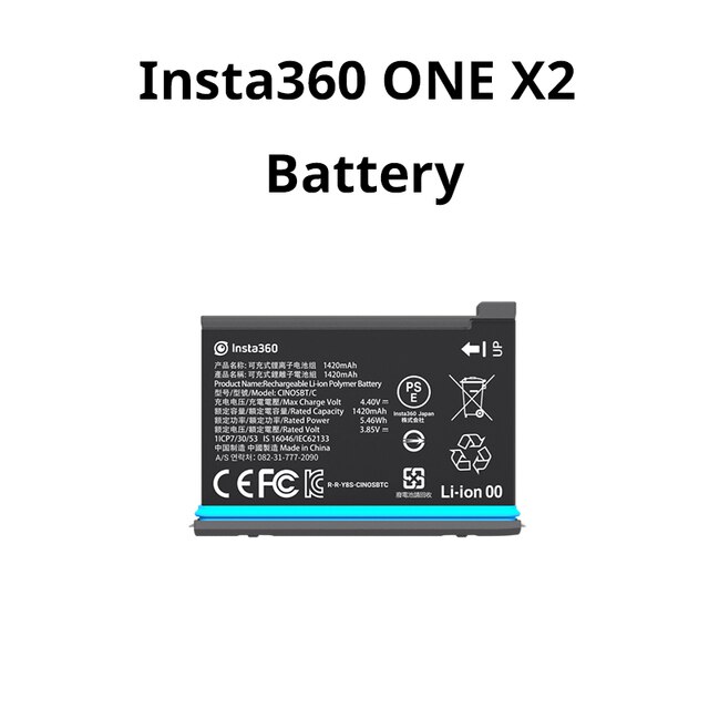 Insta360 One X2 bateria do GPS Len straż dla Insta 360 jeden X2 czas pocisku 1.2M 70cm 3M Selfie Stick osłona obiektywu Dive Case dla One X 2: One X2 1420battery
