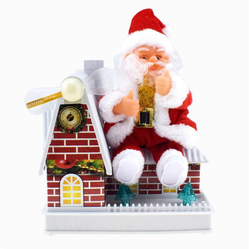 Kerstman Muziek Speelgoed Spinning Kleurrijke Verlichting Windmolen Huis Model Ornamenten Kerstversiering Te Verhogen De Sfeer: Default Title