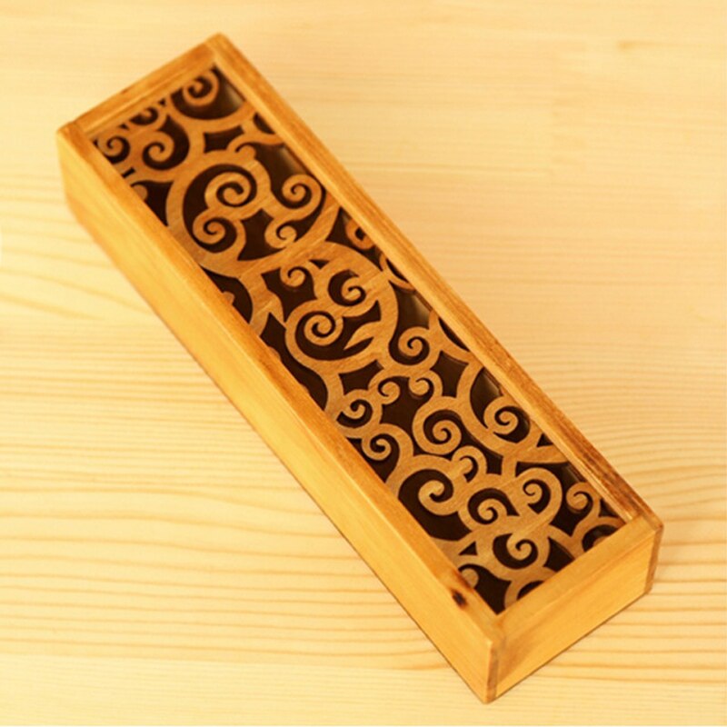 Wooden Hollow Office Desk Storage Box For Pencil Case Jewelry Stationery Storage Box Cosmetic Organizer Desk Accessories: A