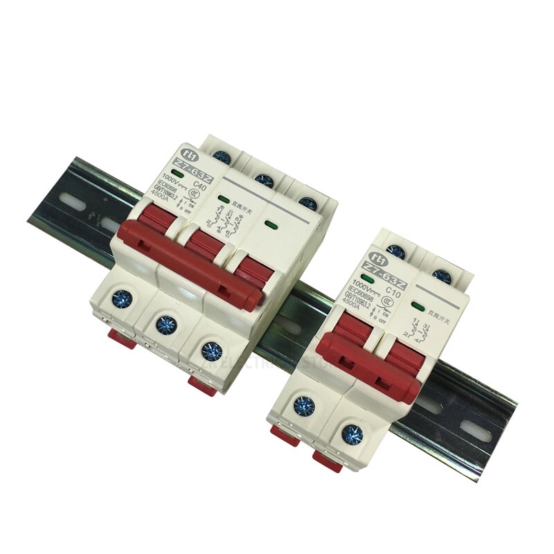 Mini disyuntor Solar de 2P CC 500V 1000V, 6A, 10A, 16A, 20a, 25a, 32A, 40A, 50A, 63A DC, MCB para sistema PV
