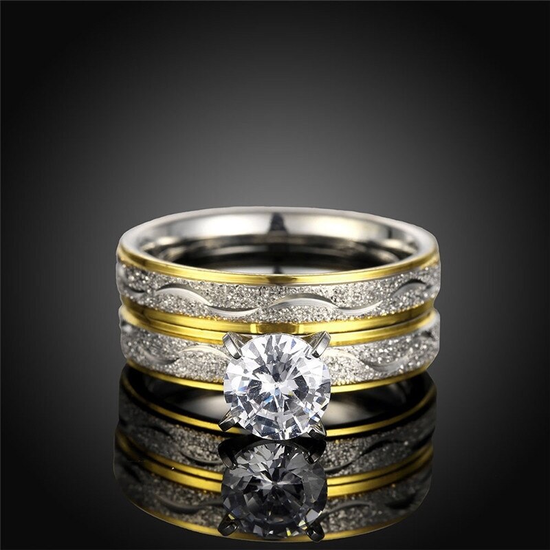 Parring - kvinder 1.5ct krystal forlovelsesring sæt mænd enkel enkelt guldring til elsker smykker