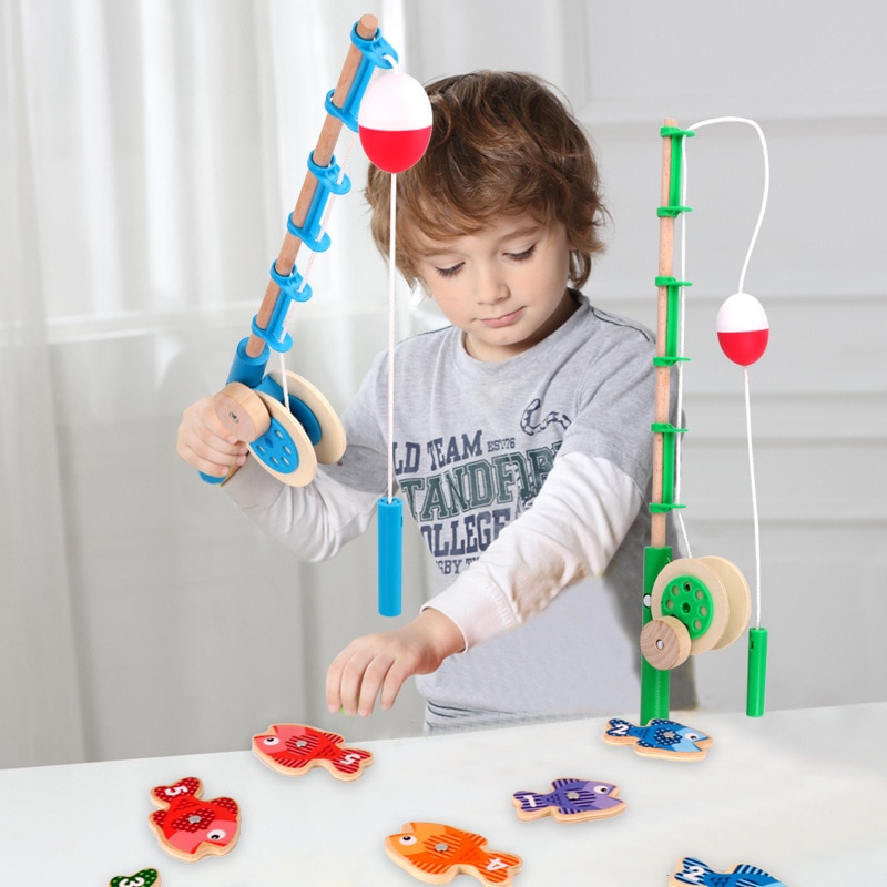 Baby Speelgoed Simulatie Vissen Haak Speelgoed 15Pcs Vissen 2 Hengels Houten Speelgoed Voor Kinderen Educatief Speelgoed Voor Kinderen