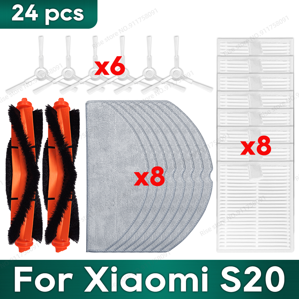 Compatibel voor Xiaomi S20 (D106) Accessoires Hepa Filter Hoofdrolborstel Mop Doek Reserveonderdelen: Donker Kaki