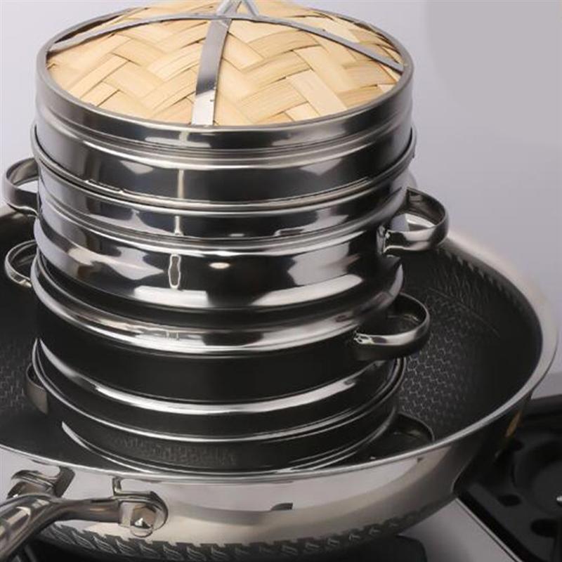 Boîte de vapeur portative de support de vapeur de fond de bambou de panier de cuiseur à vapeur de cuisine d'acier inoxydable pour la Machine de cuisson électrique de gaz