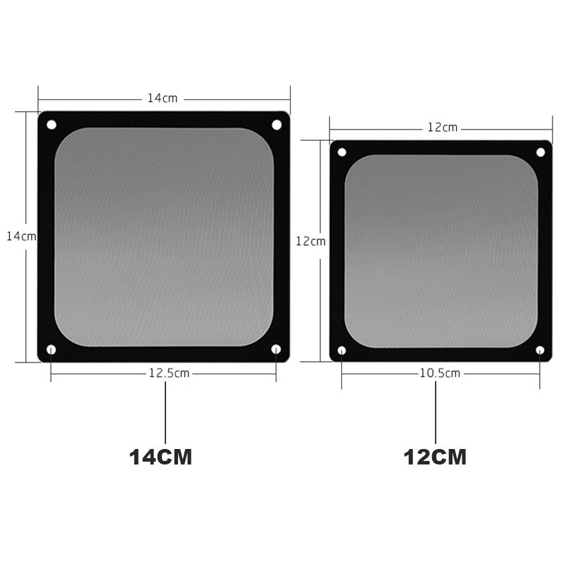 Filtre magnétique anti-poussière PC 12CM 14CM 8CM avec vis, cadre magnétique, couverture en maille noire anti-poussière pour étui de ventilateur 120x120mm 140x140mm,80x80