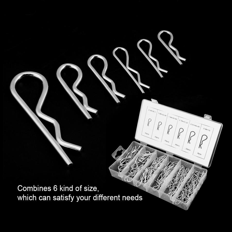 150 stk./parti r splinter traktor pin clips med plastboks split-spalte pinde sortiment kit fastener hardware 6 størrelser