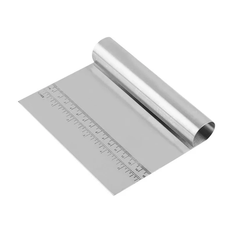 Stainless Steel Pizza Cutter Dough Pastry Scraper with Measuring Scale Multifunctional Cake Bread Separator Scale Knife: Default Title