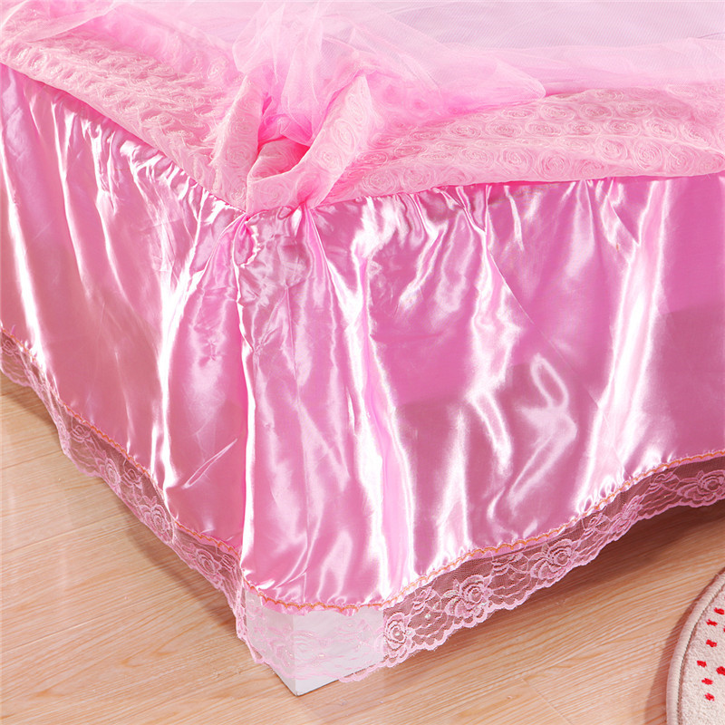 Couvre-lit matelassé en dentelle rose, jupe de lit, solide, taie d'oreiller, différentes tailles disponibles # sw