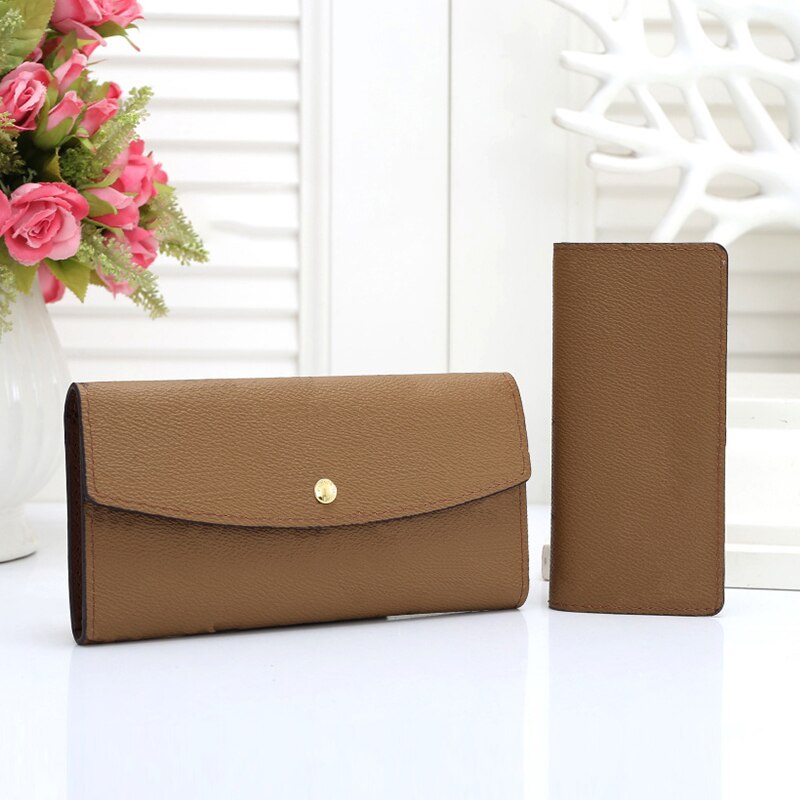 2 piece set flower folding Long wallet Plaid wallets for women Men Clutch portfel damski