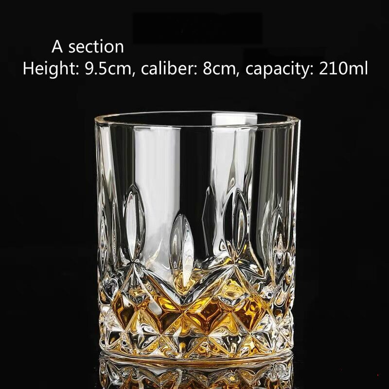European whiskey glass household crystal glass foreign wine glass spirit wine glass diamond beer glass: A  210 ML