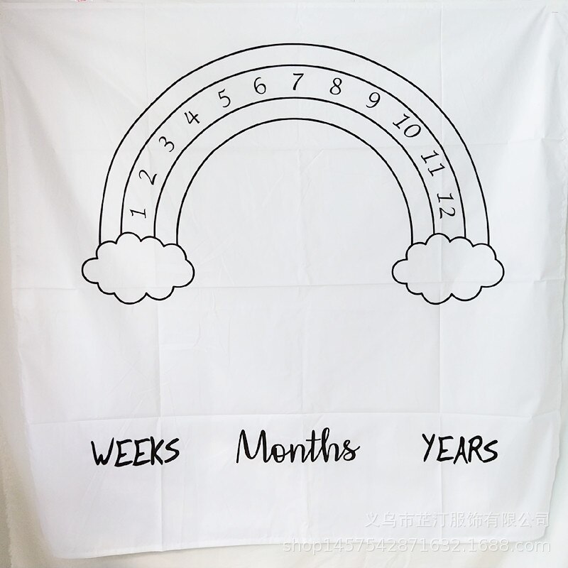 Baby Maandelijkse Groei Milestone Deken Fotografie Prop Dekens Achtergrond Doek: F