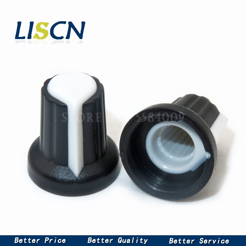 20PCS AG2 Switch Cap WH148 Plastic Knob Plum Handle 15X17mm Handle 6MM Potentiometer Cap: White