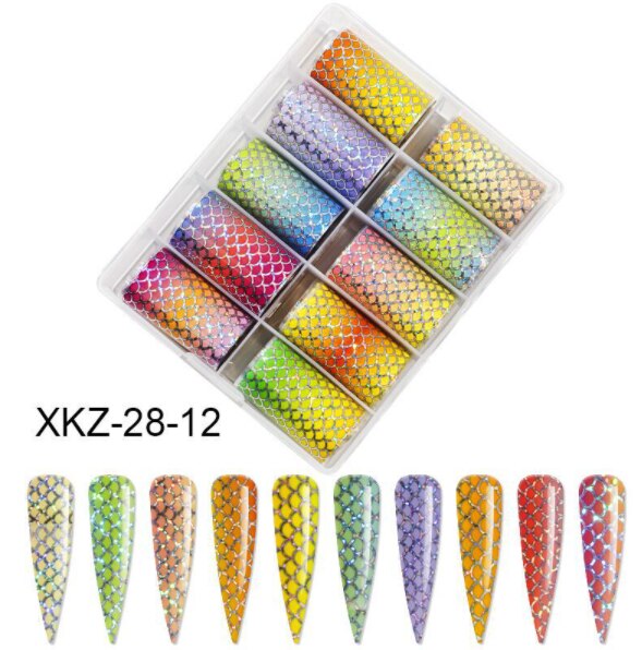 Papel de transferencia con estampado de leopardo para decoración de uñas, pegatina de papel de transferencia con de estrellas, de bambú, para Realce de uñas, 10 unids/caja: XKZ-28-12
