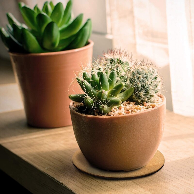 12 Pcs Cork Plant Mat Plastic Plant Mat Round Plate Pad for Garden, Courtyard, Pot Mat and DIY Craft Project (4 Inches)