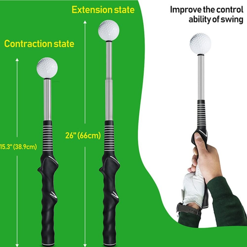 Retractable Golf Swing Training Aid With Click Feedback Strength&Tempo Training Golf Grip Trainer Portable Golf Alignment Sticks