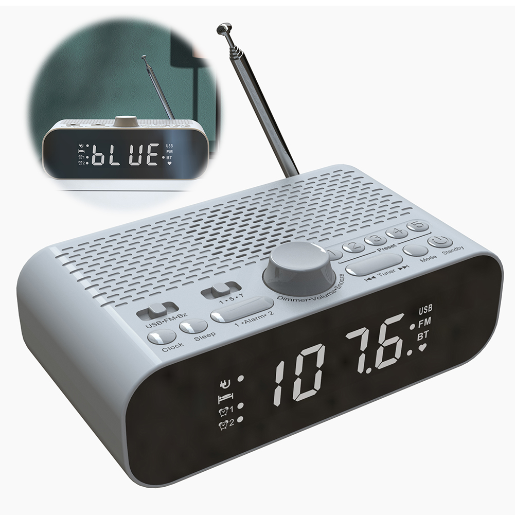 Przenośne radio FM Głośnik Bluetooth 5.0 Odtwarzacz MP3 z wyświetlaczem LED Radio cyfrowe Obsługa dysków U Podwójny budzik Automatyczne wyłączanie Timer