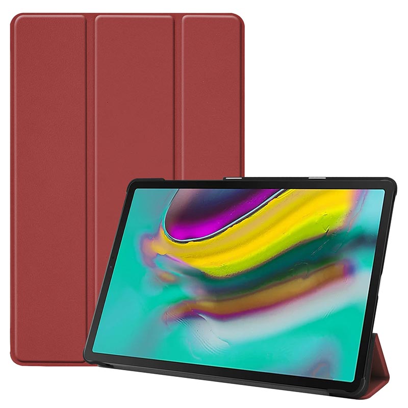 Para Samsung Galaxy Tab S5E Funda de cuero Delgado inteligente de 10,5 "Funda plegable magnética para Galaxy Tab S5E SM-T720 SM-T725 Funda: Red wine