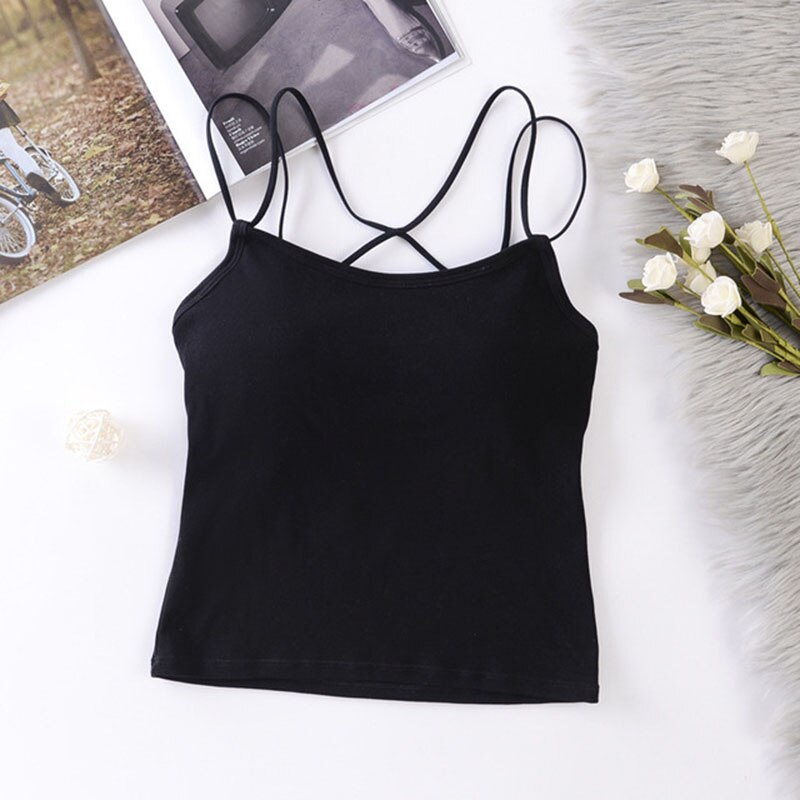 Vrouwen Tank Crop Top Sexy Ondergoed Sleeveless Tee Tank Tops Vrouwelijke Sexy Lingerie Cropped Top Womens Hemdje Femme 2022: Black