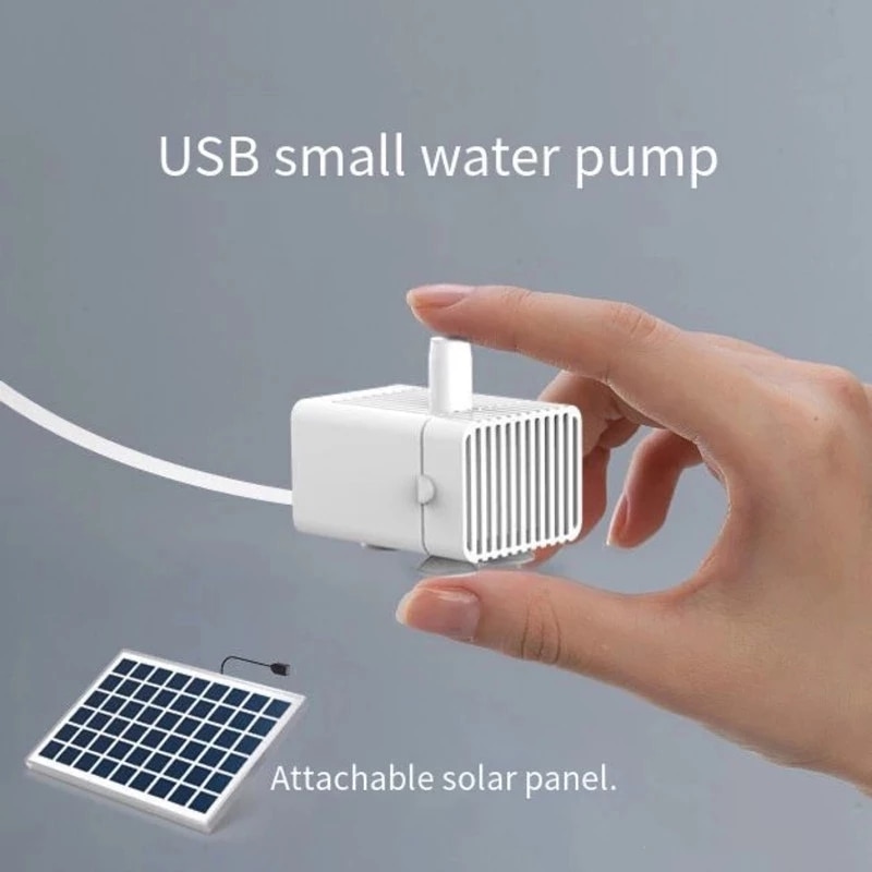 Weiting Aquarium Solar Water Pump USB Fish Tank Ultra Quiet Mini Small Micro Filter Circulating Fish Pond Submersible Pump 8W