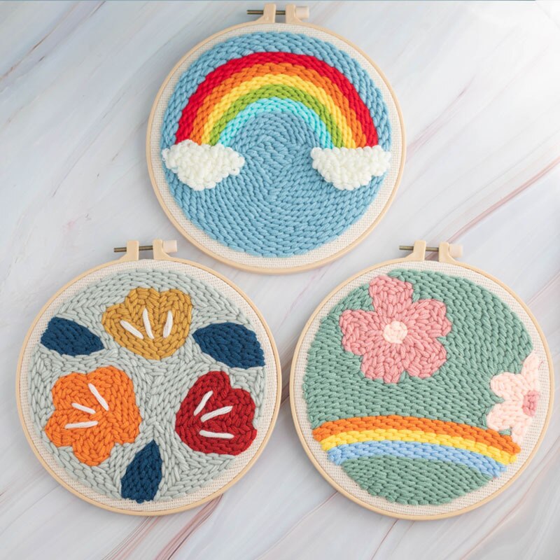 DIY Flower Punch Needle Embroidery Kit Punch Needle Cross Stitch for Beginner Handcraft Wall Painting Home Decor