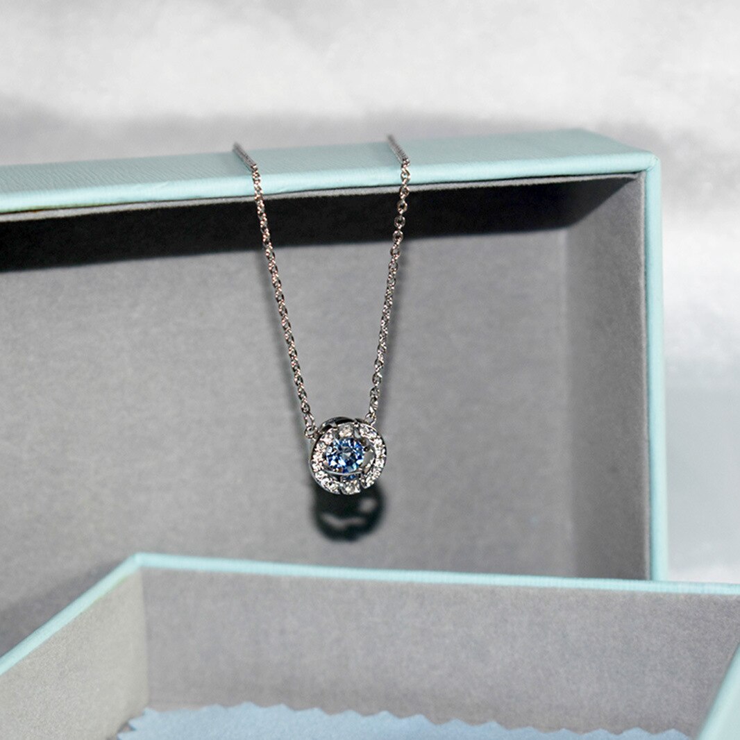 femmes battant coeur collier amoureux saint valentin collier ras du cou bijoux: Platinum Blue Diamond