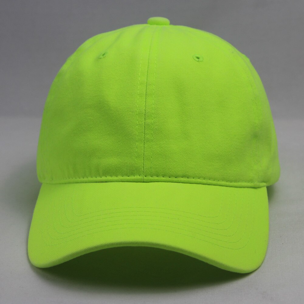 Wahsed Dazzling Blank Neon Groene Cap Vrouwen Mode Vlakte Cap Mannen Katoen Zachte Baseball Cap Neon Geel Oranje Roze